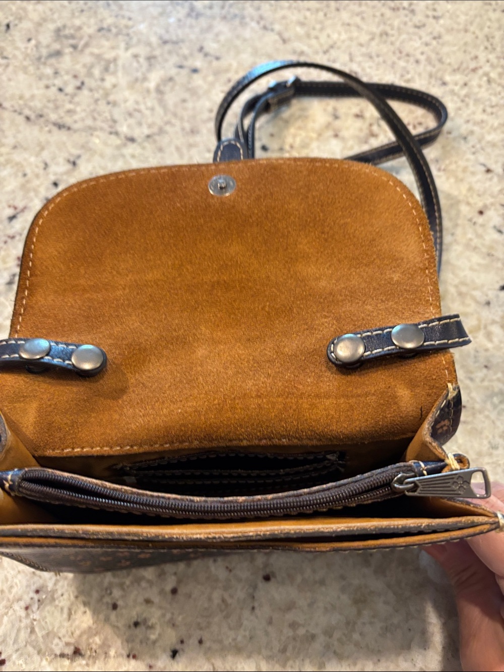 Patricia Nash Navy Floral Crossbody Bag with Buckle Closure - Picture 5 of 5
